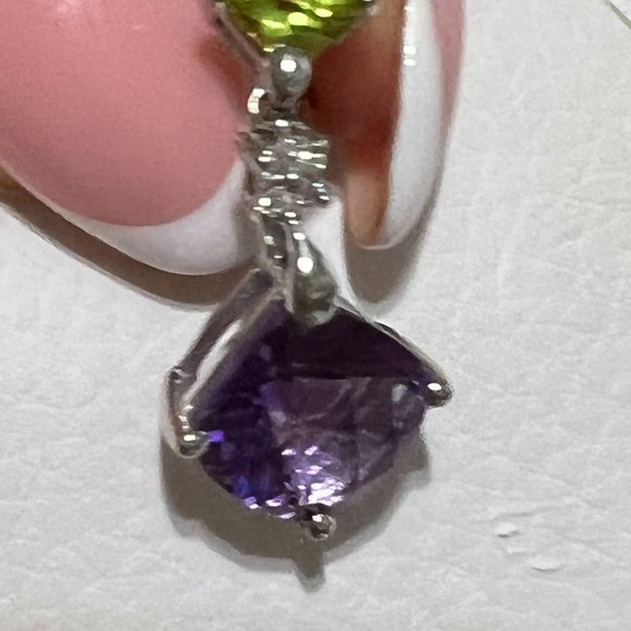 BEAUTIFUL 14K WHITE GOLD EARRINGS & PENDANT SET - Picture 4 of 9